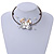 Off White Sea Shell Butterfly Pendant with Flex Wire Choker Necklace - Adjustable - view 2