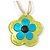 Romantic Shell Flower Pendant with Cream Faux Suede Cords (Lime Green, Blue, Black) - 40cm L