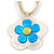 Romantic Shell Flower Pendant with Cream Faux Suede Cords (White, Blue, Olive) - 40cm L