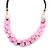 Light Pink Coin Shell Bead Cluster with Black Faux Leather Cord Necklace - 54cm L - view 5