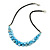Light Blue Coin Shell Bead Cluster with Black Faux Leather Cord Necklace - 54cm L