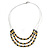 3 Strand Black/ Lemon Yellow Glass Bead Wire Layered Necklace - 58cm Long - view 3