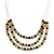 3 Strand Black/ Lemon Yellow Glass Bead Wire Layered Necklace - 58cm Long