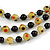 3 Strand Black/ Lemon Yellow Glass Bead Wire Layered Necklace - 58cm Long - view 4
