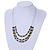 3 Strand Black/ Lemon Yellow Glass Bead Wire Layered Necklace - 58cm Long - view 2