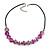Fuchsia Coin Shell and Silver Tone Metal Button Bead Black Rubber Cord Necklace - 61cm L/ 7cm Ext - view 4