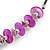 Fuchsia Coin Shell and Silver Tone Metal Button Bead Black Rubber Cord Necklace - 61cm L/ 7cm Ext - view 3