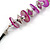 Fuchsia Coin Shell and Silver Tone Metal Button Bead Black Rubber Cord Necklace - 61cm L/ 7cm Ext - view 7