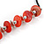 Red Coin Shell and Silver Tone Metal Button Bead Black Rubber Cord Necklace - 61cm L/ 7cm Ext - view 4