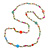 Long Pastel Multicoloured Shell Nugget, Ceramic and Glass Crystal Bead Necklace - 116cm L