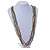 Long Multistrand Grey Glass and Gold Acrylic Floral Bead Necklace - 100cm L - view 2