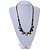Multi Ceramic Bead Brown Cord Necklace (Dusty Yellow, Grey, Blue) - 60cm to 80cm (Adjustable) - view 2