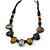 Multi Ceramic Bead Brown Cord Necklace (Dusty Yellow, Grey, Blue) - 60cm to 80cm (Adjustable) - view 3