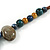 Multi Ceramic Bead Brown Cord Necklace (Dusty Yellow, Grey, Blue) - 60cm to 80cm (Adjustable) - view 6