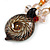 Romantic Floral Glass Pendant with Beaded Chain Necklace (Olive Green/ Black/ Orange) - 44cm L - view 3