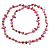Long Magenta Shell/ Nude Glass Crystal Bead Necklace - 120cm L