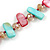 Long Mint, Magenta Shell/ Pale Pink Glass Crystal Bead Necklace - 115cm L - view 3