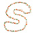 Long White Shell/ Orange, Green, Pink Glass Crystal Bead Necklace - 115cm L