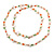 Long White Shell/ Orange, Green, Pink Glass Crystal Bead Necklace - 115cm L - view 6