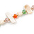 Long White Shell/ Orange, Green, Pink Glass Crystal Bead Necklace - 115cm L - view 3