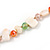 Long White Shell/ Orange, Green, Pink Glass Crystal Bead Necklace - 115cm L - view 4