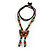 Bronze Tone, Multicoloured Ceramic Bead Butterfly Pendant with Brown Silk Cord Necklace - 76cm L/ 7cm Tassel - view 5