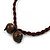 Bronze Tone, Multicoloured Ceramic Bead Butterfly Pendant with Brown Silk Cord Necklace - 76cm L/ 7cm Tassel - view 7