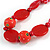 Romantic Butterfly Beaded Black Cord Necklace in Red - 56cm L - Adjustable - view 4