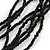 Statement Black Wood and Glass Bead Multistrand Necklace - 76cm L - view 5