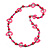 Neon Pink/ Deep Pink Round and Oval Wooden Bead Cotton Cord Necklace - 80cm Long