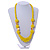 Chunky Yellow Glass and Shell Bead Necklace - 70cm L - view 2