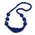 Chunky Blue Glass and Shell Bead Necklace - 70cm L