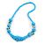 Chunky Light Blue Glass and Shell Bead Necklace - 70cm L