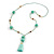 Mint Green Glass Bead, Pom Pom, Tassel Long Necklace - 88cm L/ 10cm Tassel