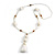 Snow White Glass Bead, Pom Pom, Tassel Long Necklace - 88cm L/ 10cm Tassel