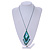 Green/ Light Blue/ Transparent Glass Bead Geometric Pattern Pendant with Long Cotton Cord - 80cm Long - view 2