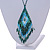 Green/ Light Blue/ Transparent Glass Bead Geometric Pattern Pendant with Long Cotton Cord - 80cm Long - view 3