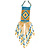 Gold/ Blue Glass Bead Geometric Pattern Square Pendant with Long Cotton Cord - 80cm Long - view 8