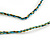 Gold/ Blue Glass Bead Geometric Pattern Square Pendant with Long Cotton Cord - 80cm Long - view 7