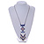 White/ Blue/ Gold Glass Bead Geometric Pattern Square Pendant with Long Cotton Cord - 80cm Long - view 3