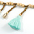 Long Natural Wood, Bronze Glass Bead with Mint Green Cotton Tassel Necklace - 100cm L - view 5