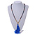 Long Wood, Glass, Seed Beaded Necklace with Silk Tassel (Nude, Blue, Brown) - 80cm L/ 11cm Tassel - view 2