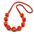 Chunky Wood Bead Necklace In Orange - 68cm L