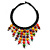 Statement Multicoloured Wood Bead Fringe with Rubber Cord Necklace - 46cm L/ 11cm Front Drop