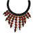 Statement Brown Wood Bead Fringe with Rubber Cord Necklace - 46cm L/ 11cm Front Drop - view 3