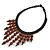 Statement Brown Wood Bead Fringe with Rubber Cord Necklace - 46cm L/ 11cm Front Drop - view 4