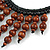 Statement Brown Wood Bead Fringe with Rubber Cord Necklace - 46cm L/ 11cm Front Drop - view 5