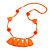 Boho Style Glass Beaded Pom Pom, Tassel Long Necklace In Bright Orange - 90cm L