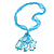 Statement Multistrand Light Blue Glass Bead, Semiprecious Stone Tassel Necklace - 66cm L/ 12cm Tassel