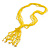 Statement Multistrand Banana Yellow Glass Bead, Semiprecious Stone Tassel Necklace - 66cm L/ 12cm Tassel - view 5